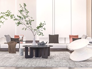 现代客厅 沙发茶几组合 休闲椅 多人沙发